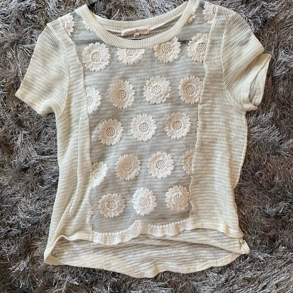 Altar’d state see through flowered top